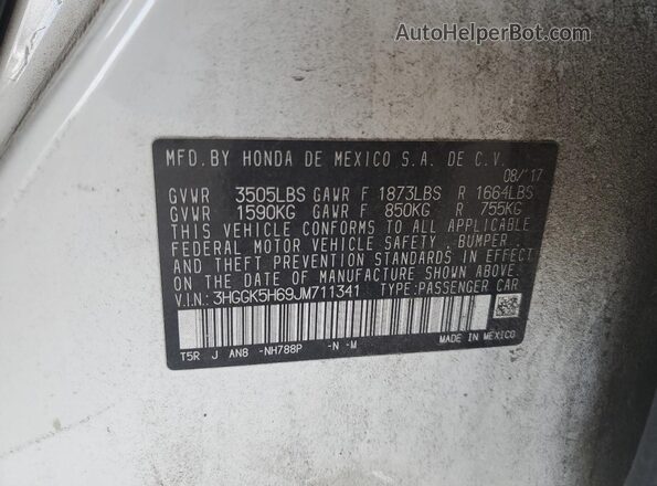 3HGGK5H69JM711341 2018 HONDA FIT White 