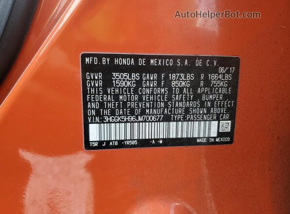3HGGK5H96JM700677 2018 HONDA FIT Orange 