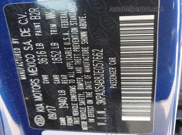 3KPA35AB8JE057662 2018 KIA RIO Blue 