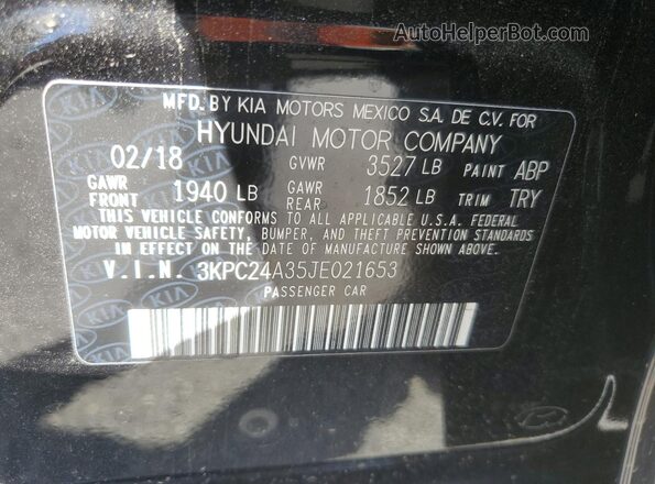 3KPC24A35JE021653 2018 HYUNDAI ACCENT Black 