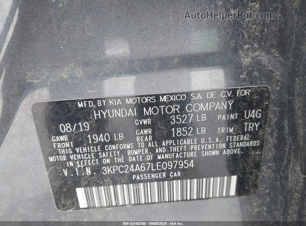 3KPC24A67LE097954 2020 HYUNDAI ACCENT Silver Engine compartment view