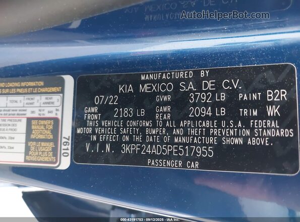 3KPF24AD5PE517955 2023 KIA FORTE Dark Blue Вид підкапотного простору