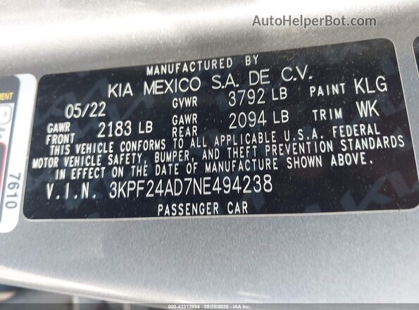 3KPF24AD7NE494238 2022 KIA FORTE Серый Вид подкапотного пространства