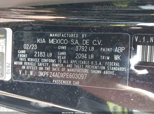 3KPF24ADXPE603097 2023 KIA FORTE Black 
