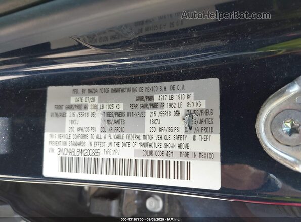3MVDMABL6MM200885 2021 MAZDA CX-30 Blue Widok komory silnika
