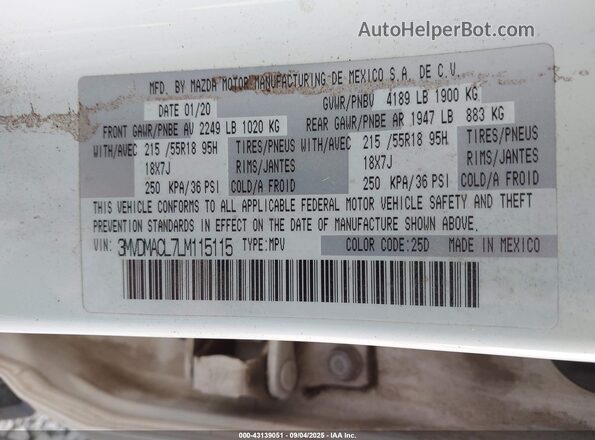 3MVDMACL7LM115115 2020 MAZDA CX-30 Белый Вид подкапотного пространства