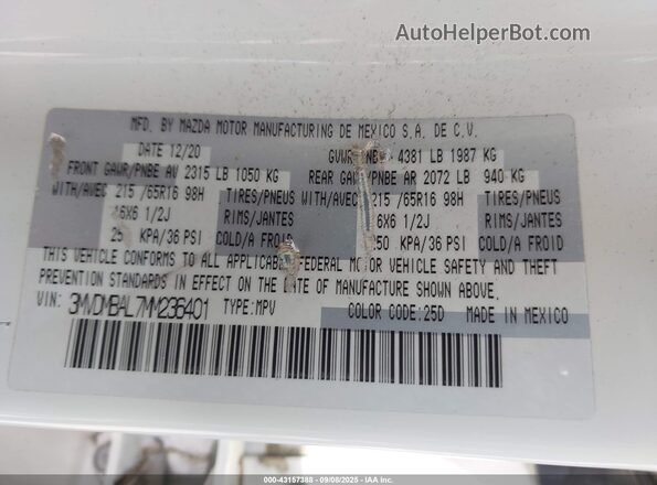3MVDMBAL7MM236401 2021 MAZDA CX-30 White Engine compartment view