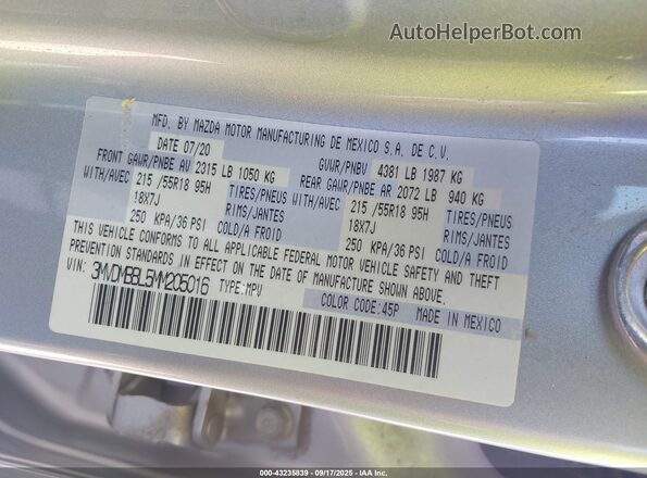 3MVDMBBL5MM205016 2021 MAZDA CX-30 Silver Engine compartment view