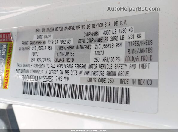 3MVDMBEM0LM133452 2020 MAZDA CX-30 Белый Вид подкапотного пространства