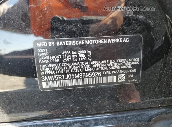 3MW5R1J05M8B95926 2021 BMW 7 SERIES Black 