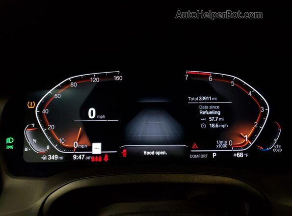 3MW5R7J09L8B26187 2020 BMW 3 SERIES Blue ხელსაწყოთა პანელის ხედი