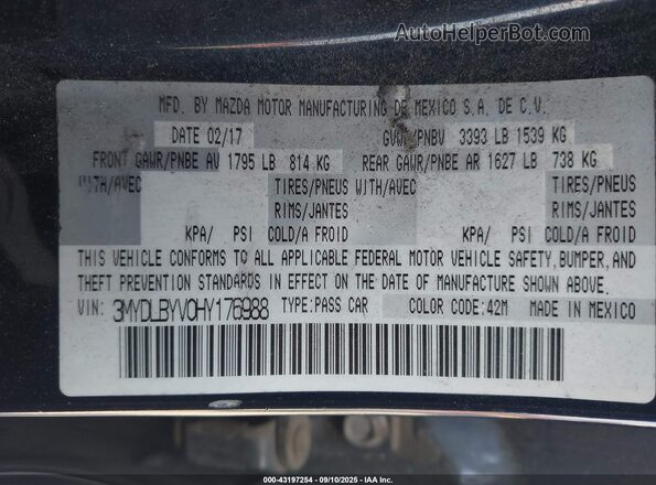 3MYDLBYV0HY176988 2017 TOYOTA YARIS IA Dark Blue 