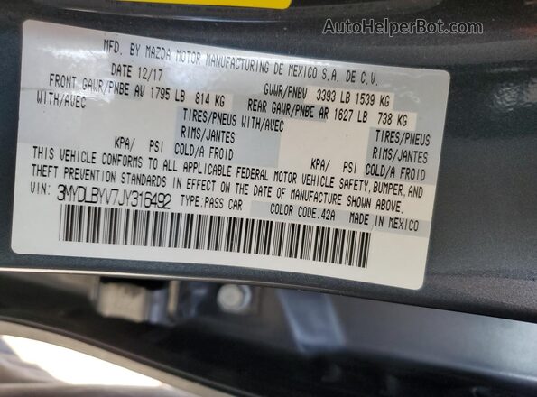 3MYDLBYV7JY316492 2018 TOYOTA YARIS Серый 