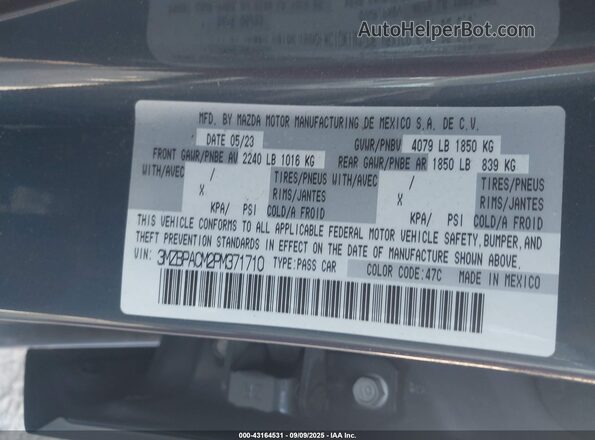 3MZBPACM2PM371710 2023 MAZDA 3 Gray Widok komory silnika