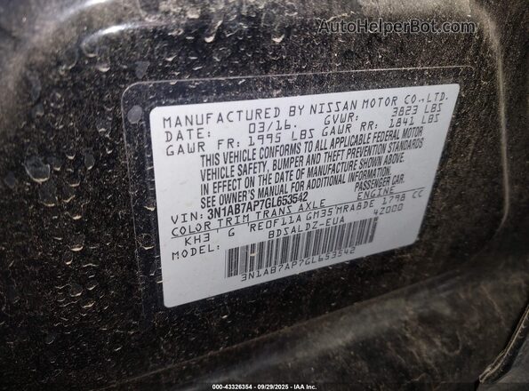3N1AB7AP7GL653542 2016 NISSAN SENTRA Black Vista del compartimento del motor