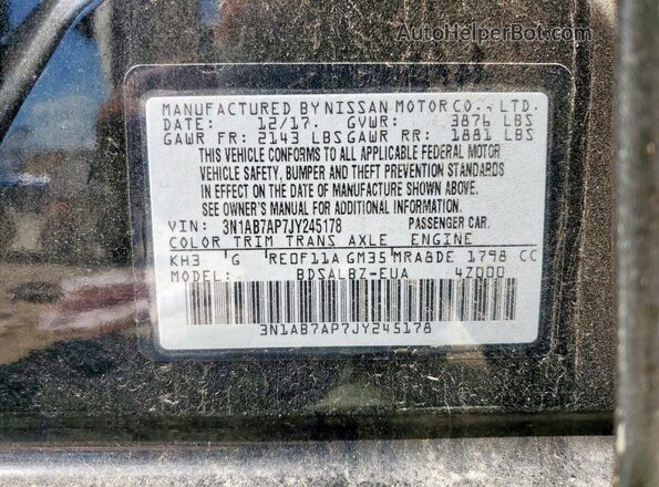 3N1AB7AP7JY245178 2018 NISSAN SENTRA Black 
