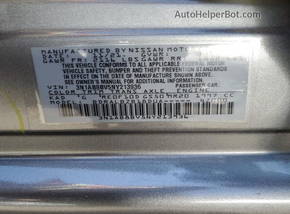 3N1AB8BV5NY213936 2022 NISSAN SENTRA Gray Շարժիչի բաժամունքի տեսք