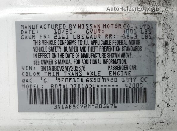 3N1AB8CV2MY205676 2021 NISSAN SENTRA White 