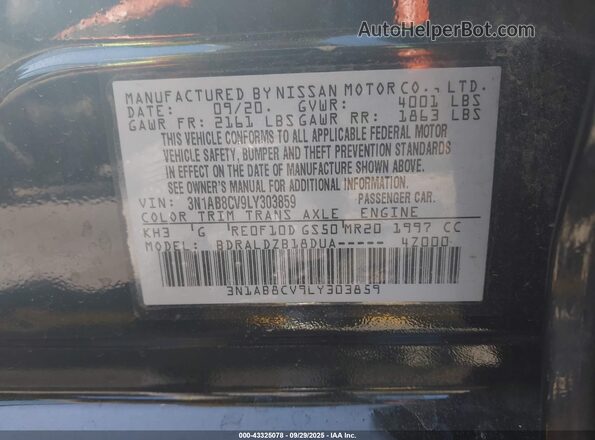 3N1AB8CV9LY303859 2020 NISSAN SENTRA Черный Вид подкапотного пространства