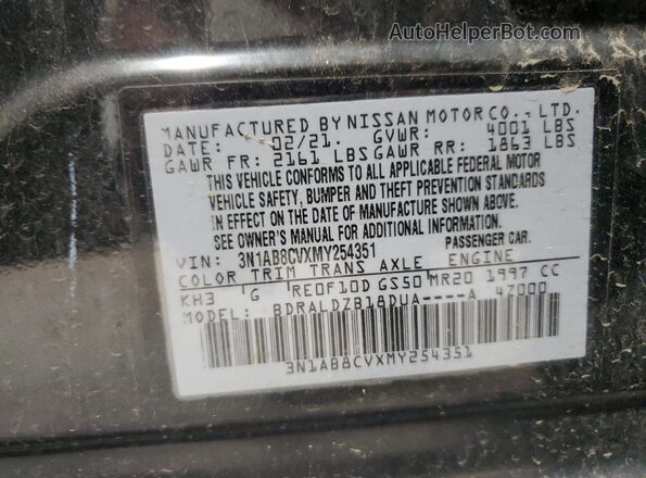 3N1AB8CVXMY254351 2021 NISSAN SENTRA Black 