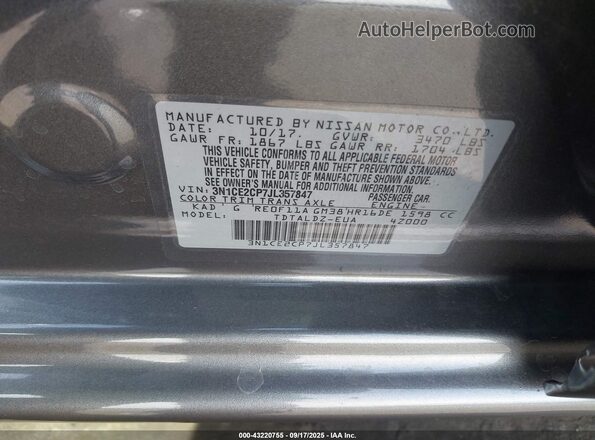 3N1CE2CP7JL357847 2018 NISSAN VERSA NOTE Gray 