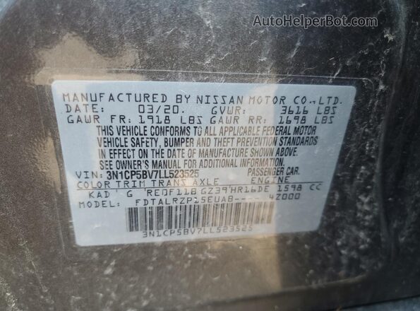 3N1CP5BV7LL523525 2020 NISSAN KICKS Gray 360 interior view