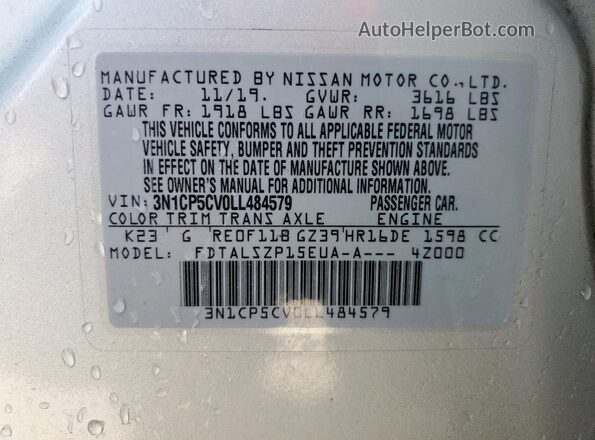 3N1CP5CV0LL484579 2020 NISSAN KICKS Silver 360 interior view