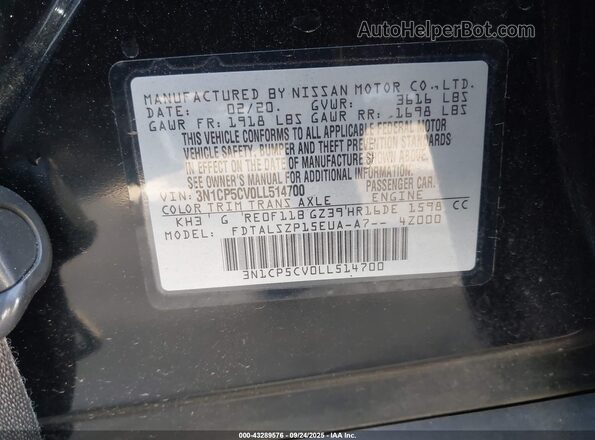 3N1CP5CV0LL514700 2020 NISSAN KICKS Black Widok komory silnika