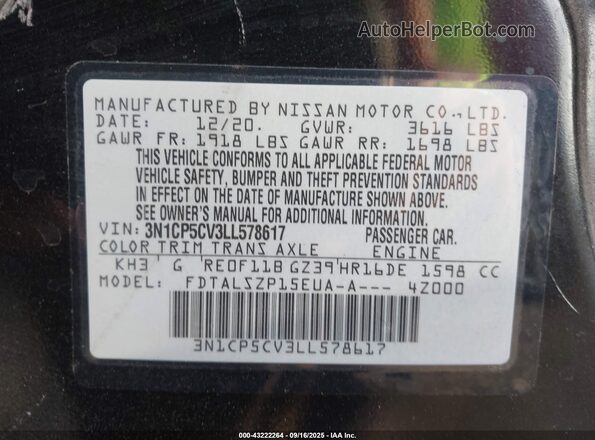 3N1CP5CV3LL578617 2020 NISSAN KICKS Черный Вид подкапотного пространства