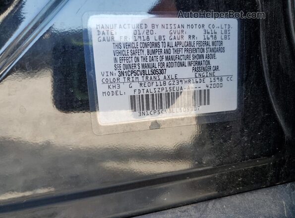 3N1CP5CV8LL505307 2020 NISSAN KICKS Black Սալոնի 360 աստիճան տեսք