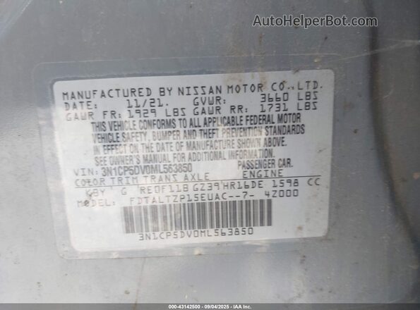 3N1CP5DV0ML563850 2021 NISSAN KICKS Gray Widok komory silnika