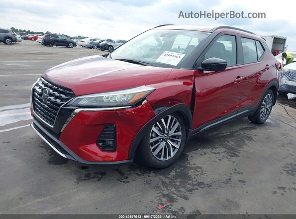 3N1CP5DV5ML474646 2021 NISSAN KICKS Red Առջևի ձախ երեք քառորդ տեսարան