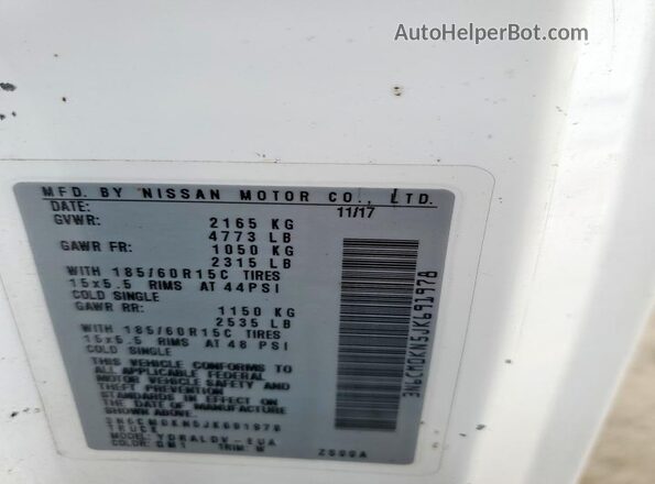 3N6CM0KN5JK691978 2018 NISSAN NV200 Белый 