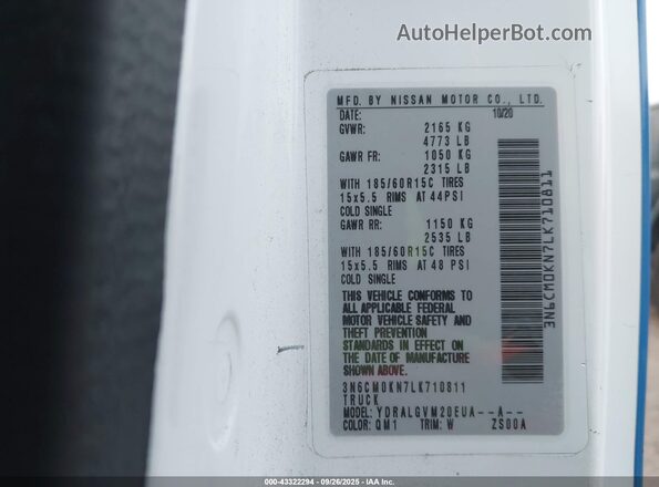 3N6CM0KN7LK710811 2020 NISSAN NV200  CARGO White Widok komory silnika