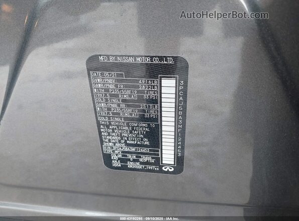 3PCAJ5BA3MF124453 2021 INFINITI QX50 Gray Вид підкапотного простору