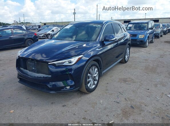 3PCAJ5M15LF102112 2020 INFINITI QX50 Blue წინა მარცხენა ხედი სამი მეოთხედიდან