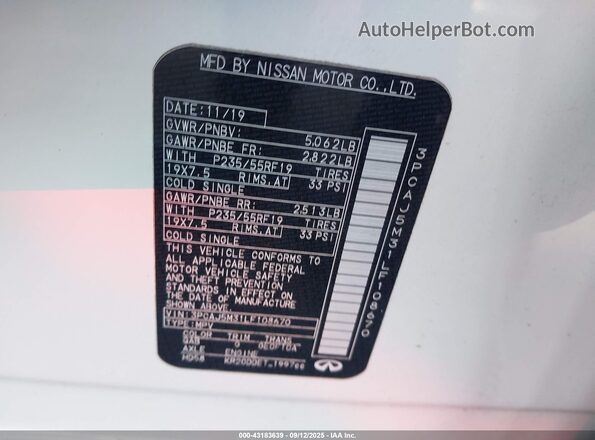 3PCAJ5M31LF108670 2020 INFINITI QX50 White Շարժիչի բաժամունքի տեսք