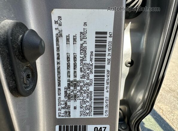 3TMDZ5BN1LM088488 2020 TOYOTA LE Silver Widok tylnych siedzeń