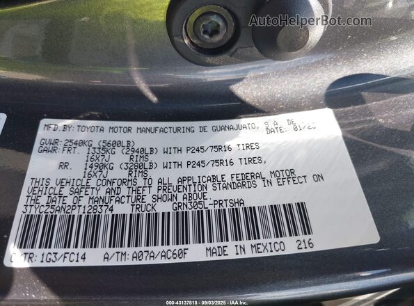 3TYCZ5AN2PT128374 2023 TOYOTA TACOMA Серый Вид подкапотного пространства