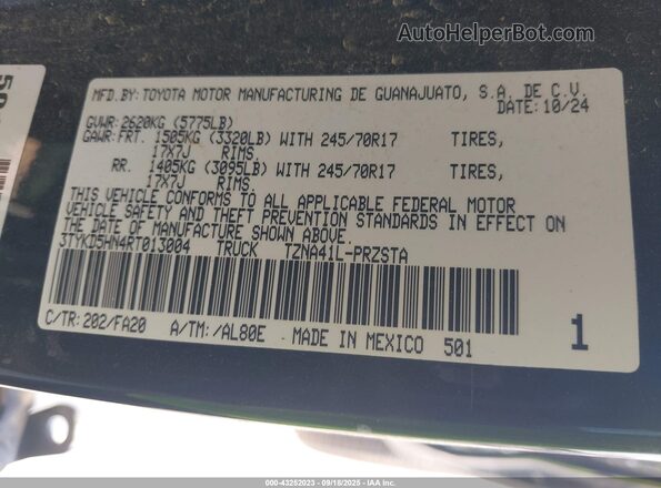 3TYKD5HN4RT013004 2024 TOYOTA TACOMA Черный Вид подкапотного пространства