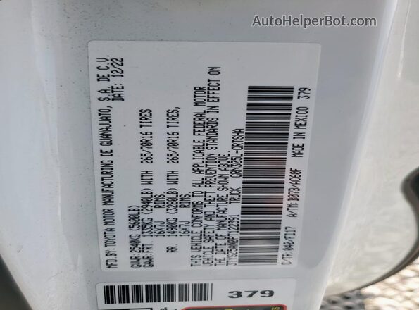 3TYSZ5AN0PT122391 2023 TOYOTA TACOMA White Vista del compartimento del motor
