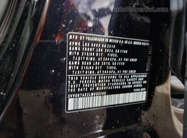 3VV0B7AX2LM033406 2020 VOLKSWAGEN TIGUAN Черный Панорамный вид салона 360°