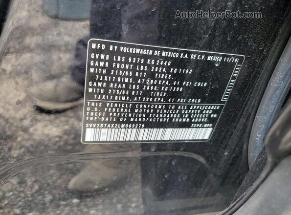 3VV2B7AX2LM069279 2020 VOLKSWAGEN TIGUAN Black Вид підкапотного простору