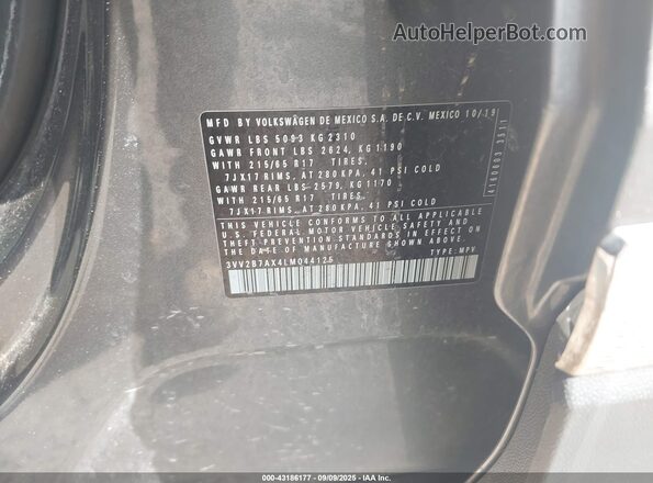 3VV2B7AX4LM044125 2020 VOLKSWAGEN TIGUAN Gray Вид підкапотного простору