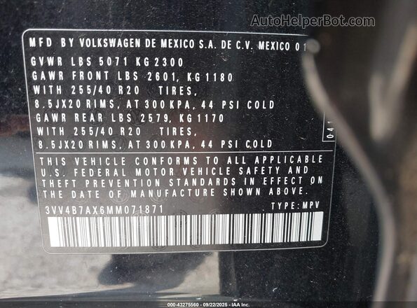 3VV4B7AX6MM071871 2021 VOLKSWAGEN TIGUAN Navy Շարժիչի բաժամունքի տեսք