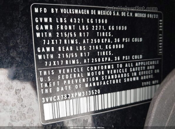 3VVCX7B2XPM313520 2023 VOLKSWAGEN TAOS Black Engine compartment view