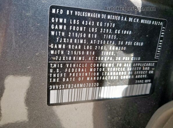 3VVSX7B24RM070320 2024 VOLKSWAGEN TAOS Gray 