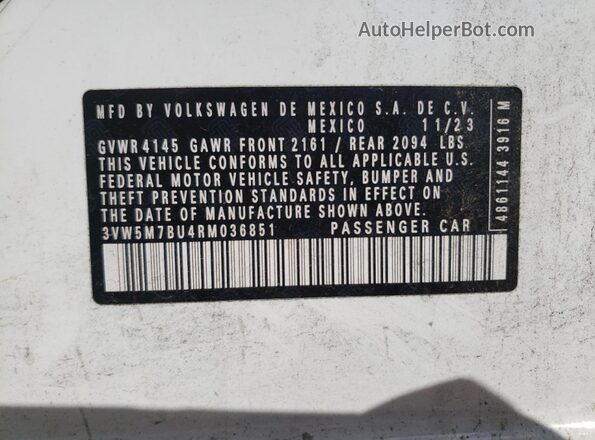 3VW5M7BU4RM036851 2024 VOLKSWAGEN JETTA White 