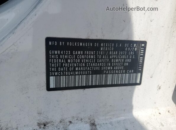 3VWC57BU4LM098875 2020 VOLKSWAGEN JETTA Silver Вид підкапотного простору