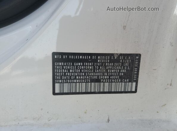 3VWC57BU9MM036275 2021 VOLKSWAGEN JETTA White Vista del compartimento del motor
